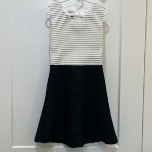 BCX Girl Sleeveless Black and White Ribbed Dress, Size 10